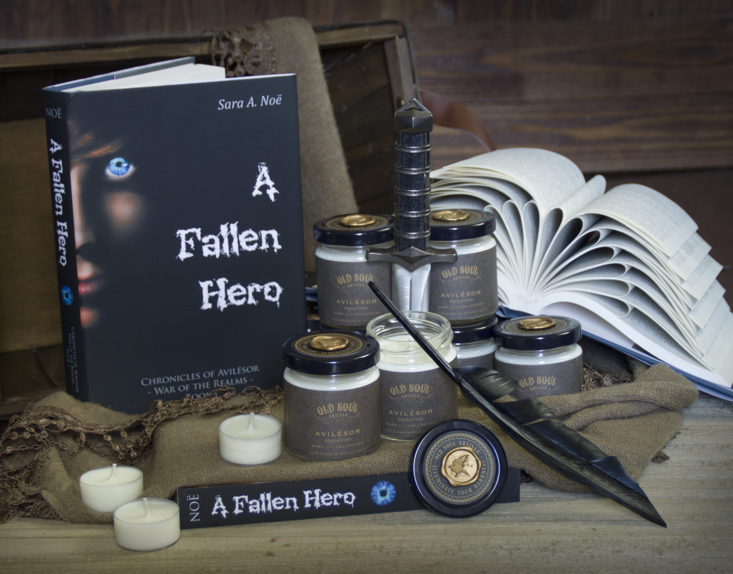 War of the Realms: A Fallen Hero by Sara A. Noe with Old Soul Artisan Avilesor candle