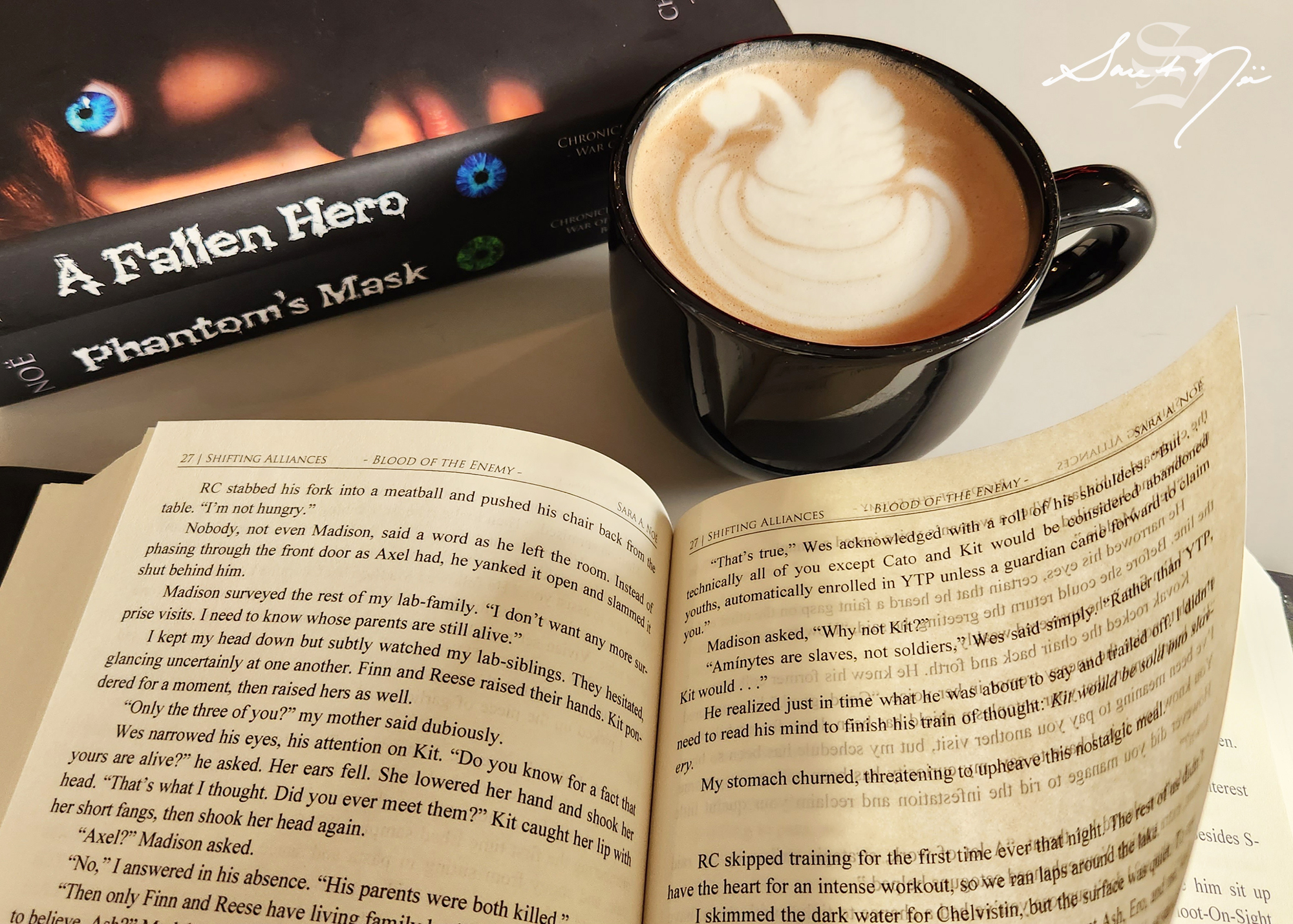 reading a book with coffee