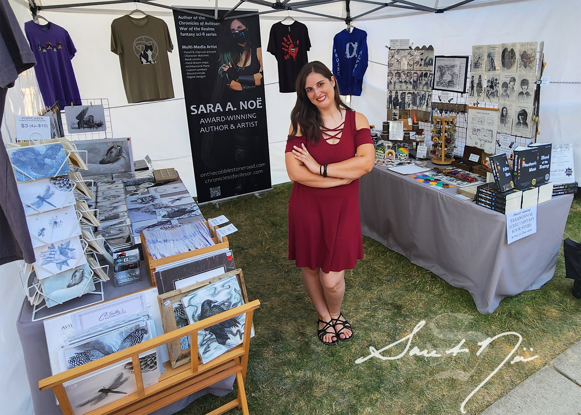 Author and artist Sara A. Noe at her booth at Hometown Days in New Carlisle, IN